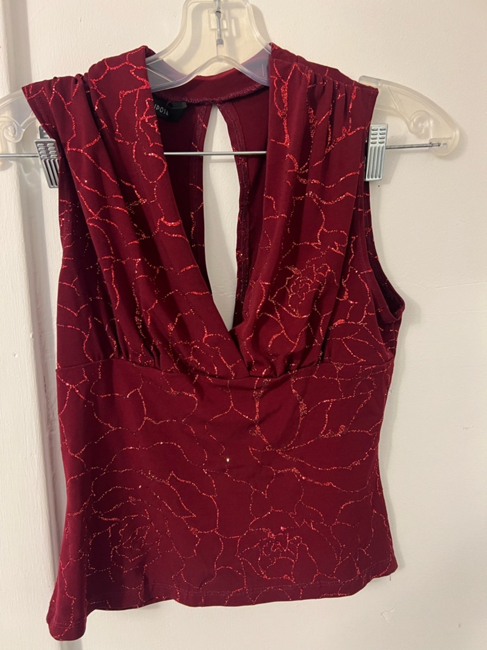Early 2000’s Sparkly Rose Sleeveless Top